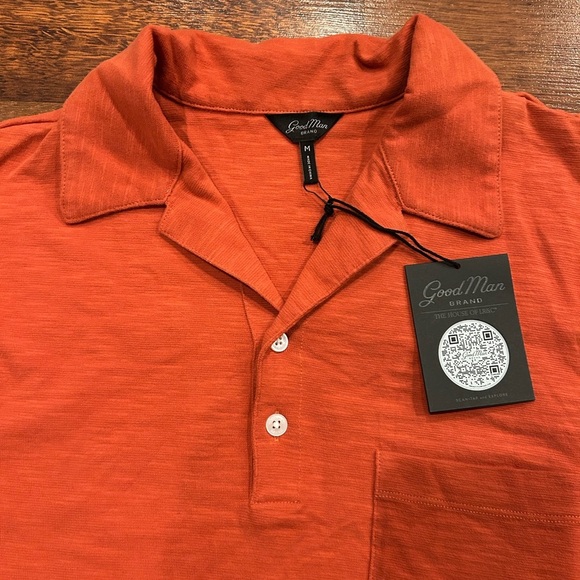 NWT Good Man Brand Men's Orange Polo Shirt 100% Cotton Size Medium - Picture 3 of 7
